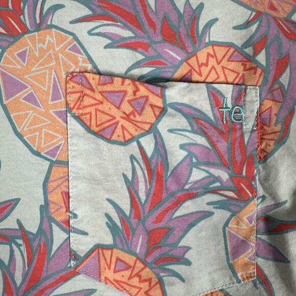 Tipsy Elves Shirt Mens XL Blue Pina Colada Hawaiin S/S Button Up Rayon Blend - Picture 5 of 10